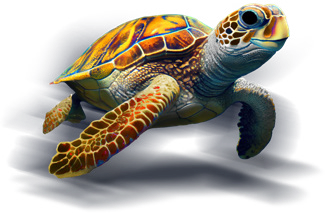 Orange sea turtle